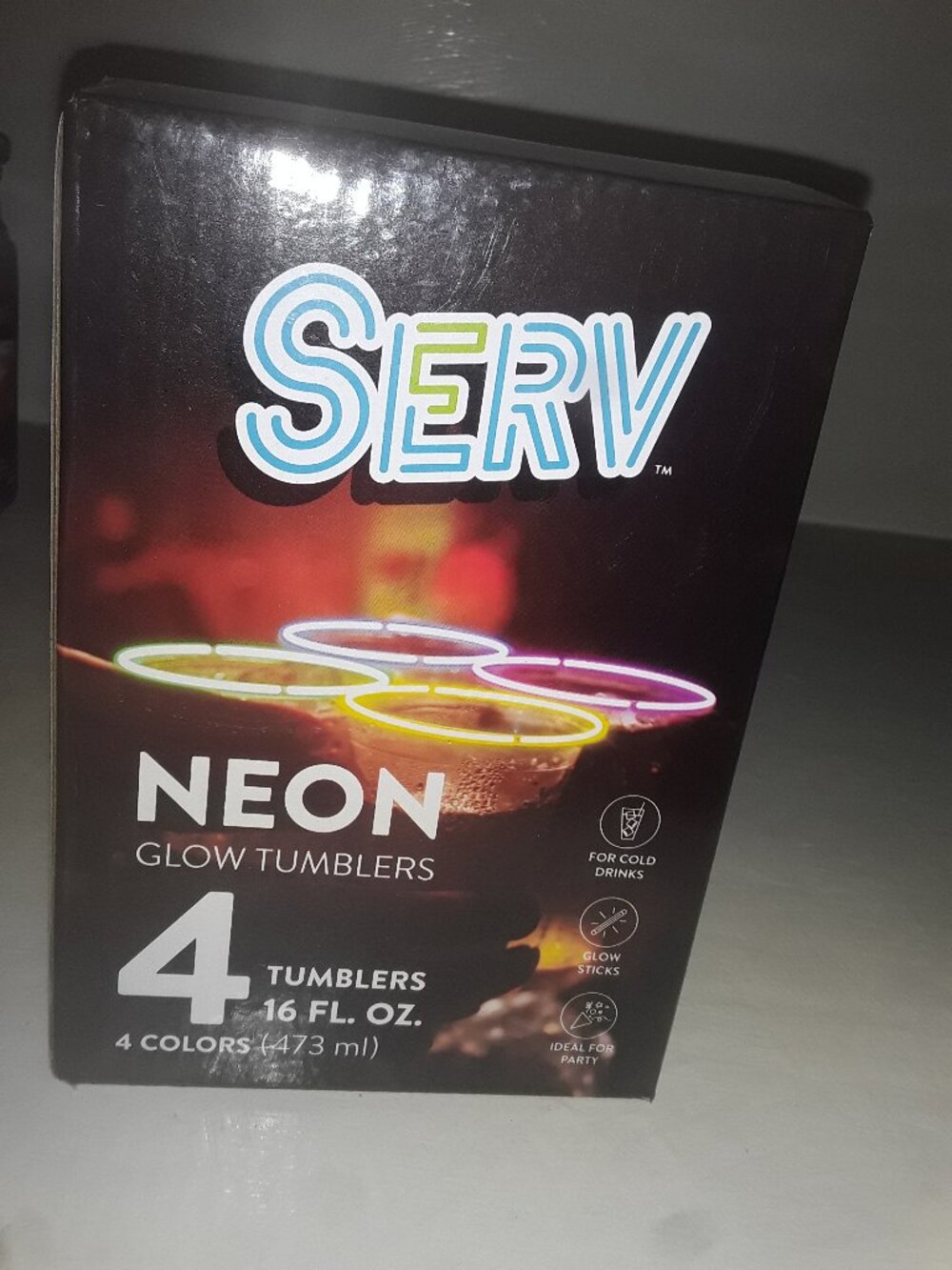 SERV Neon Glow Tumblers 4 Colors 16 Fl. Oz. Party Cups Celebrate Event Drinking